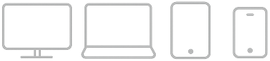 imagen con 5 tipos de dispositivos, estos dispositivos son televisión, computadora, tablet, celular, estos son los dispositivos en los que se puede ver al mismo tiempo